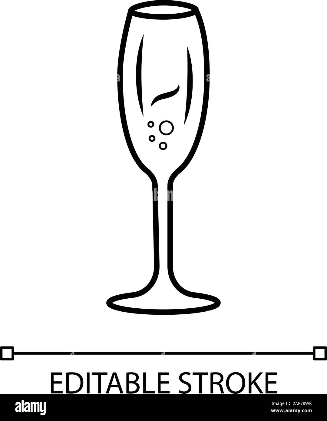 Vin mousseux icône linéaire. Tulip wineglass ligne fine illustration. Contour Champagne symbole. Cocktail Party. Bar, pub, restaurant la verrerie. Je vecteur Illustration de Vecteur