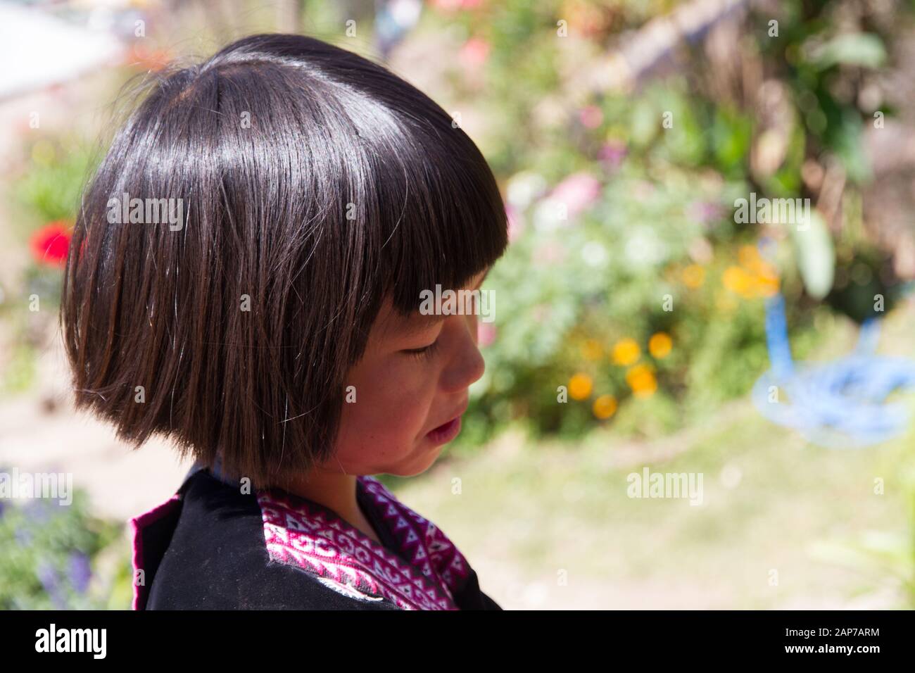 Portrait d'enfant village de Hmong, province de Chiang Mai Thaïlande Banque D'Images