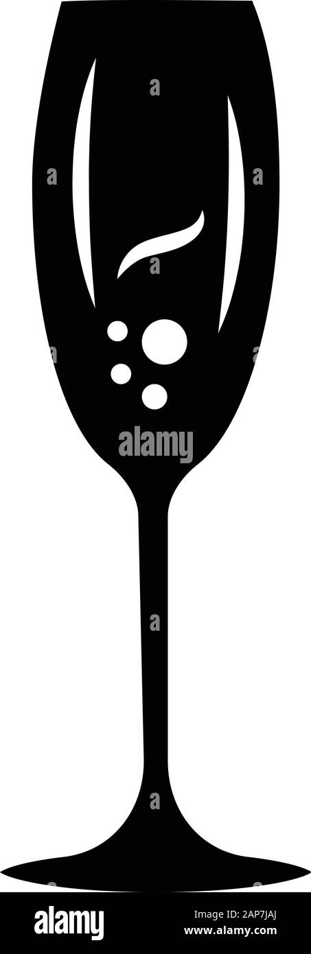 Glyphe de vin icône. Verre tulipe. Champagne. Boisson de l'alcool. Cocktail Party. Apéritif doux. Vaisselle, verrerie. Symbole de Silhouette. Effets négatifs Illustration de Vecteur
