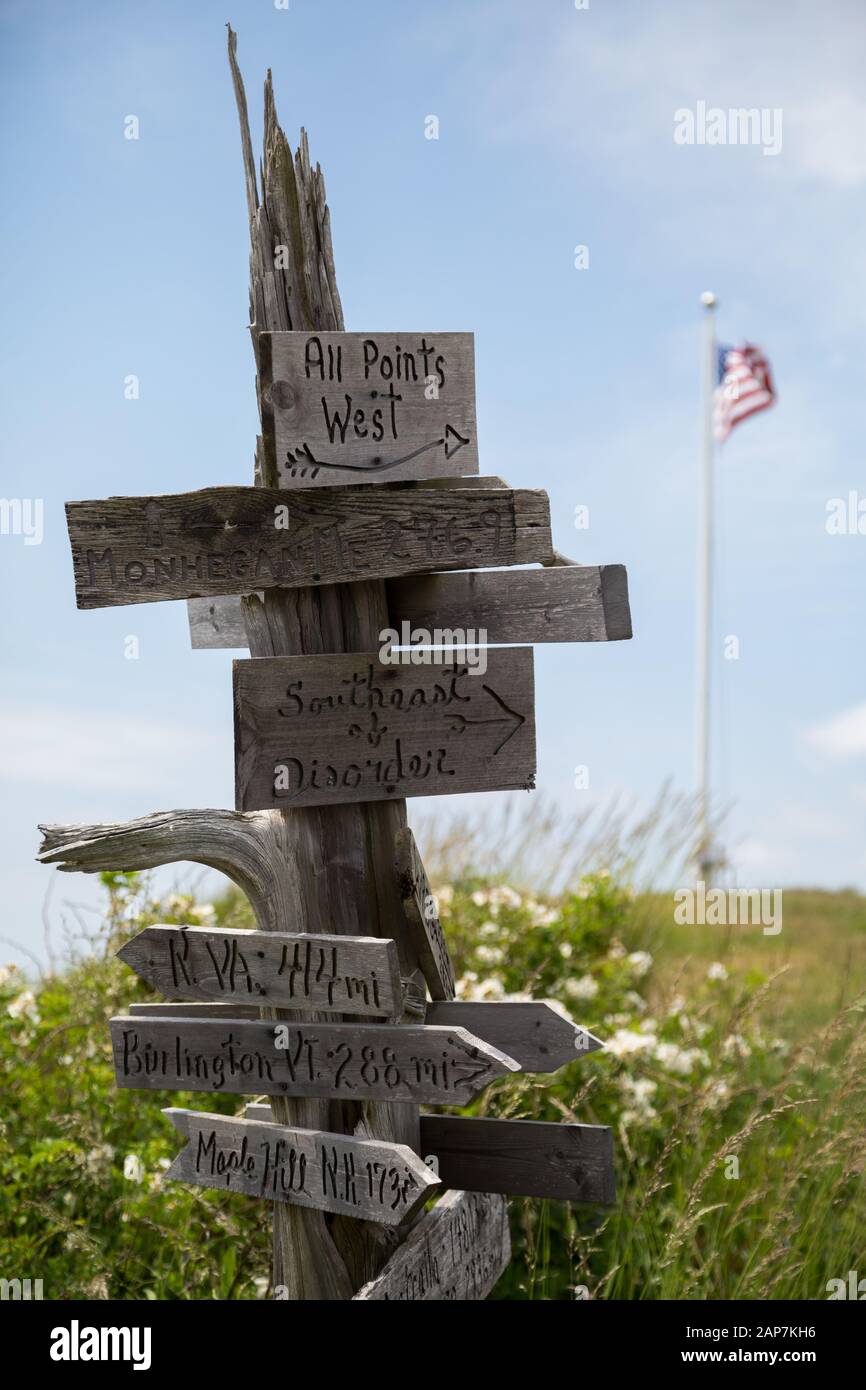 Signes Driftwood pointant vers toutes les directions vers l'ouest. Banque D'Images