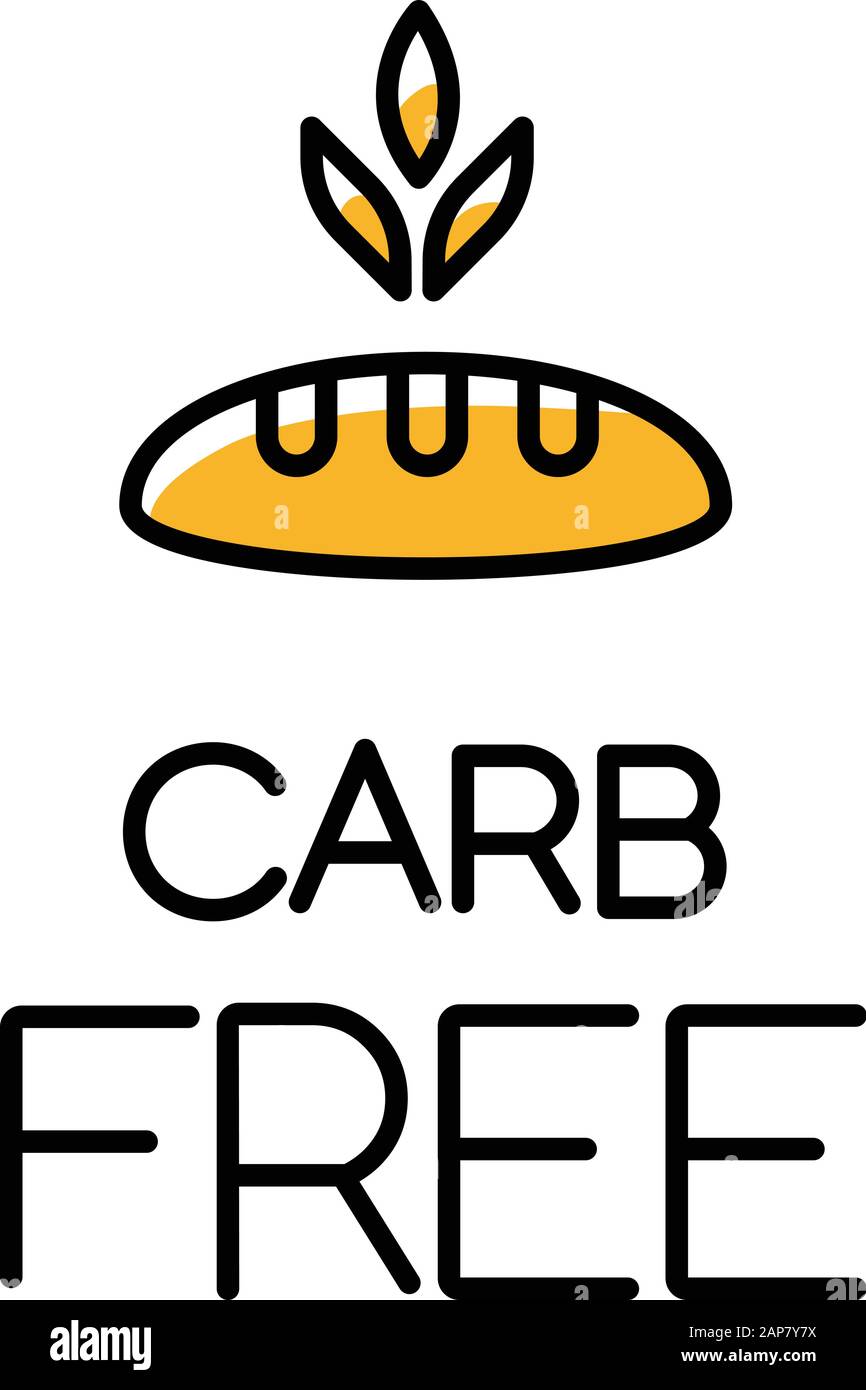 Icône de couleur libre carb. Aliments biologiques sans édulcorant supplémentaire. Ingrédient sans produit. Alimentation nutritive, saine alimentation. Prévention du diabète pour le perso Illustration de Vecteur