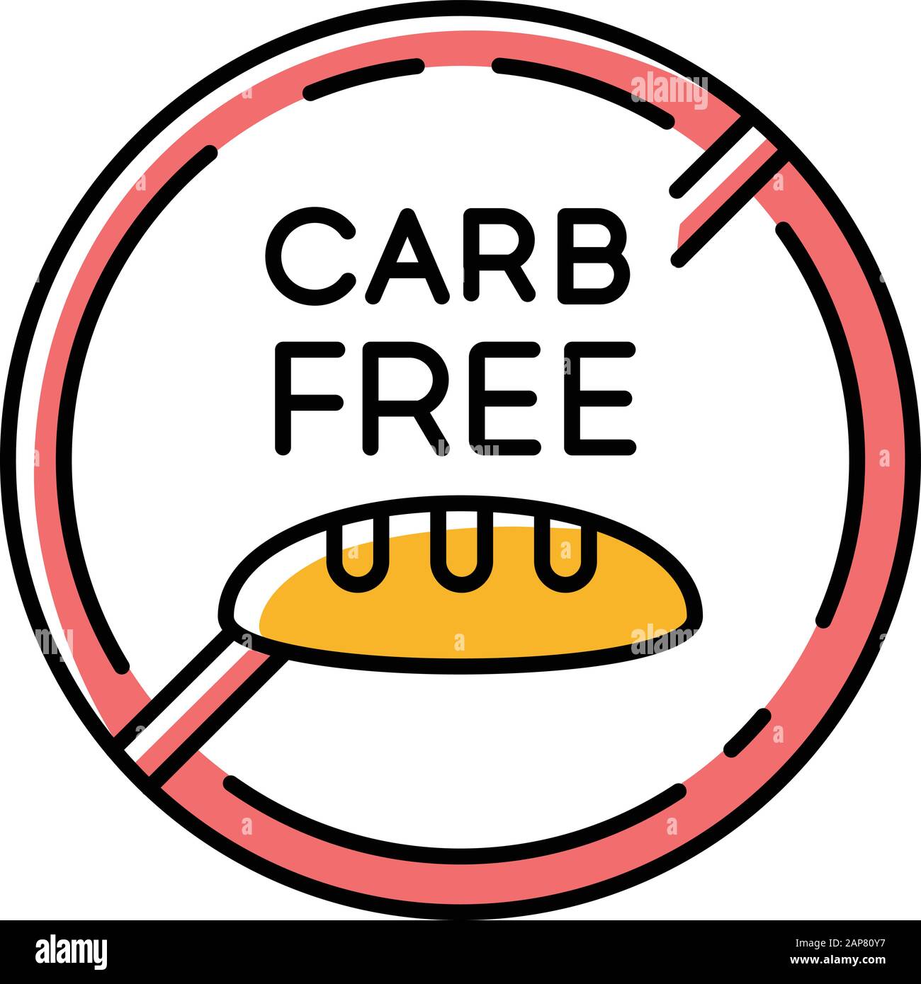 Icône de couleur libre carb. Aliments biologiques sans édulcorant supplémentaire. Ingrédient sans produit. Alimentation nutritive, saine alimentation. Prévention du diabète pour le perso Illustration de Vecteur
