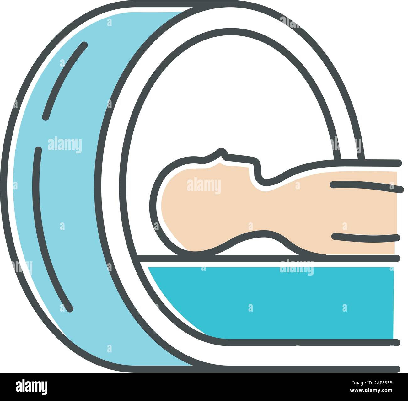 Icône de couleur de tomographie. Acquisition cérébrale. Contrôle du risque de cancer de la tumeur. Diagnostic de maladie. Examen de la maladie. Procédure médicale professionnelle. Équipement hospitalier Illustration de Vecteur