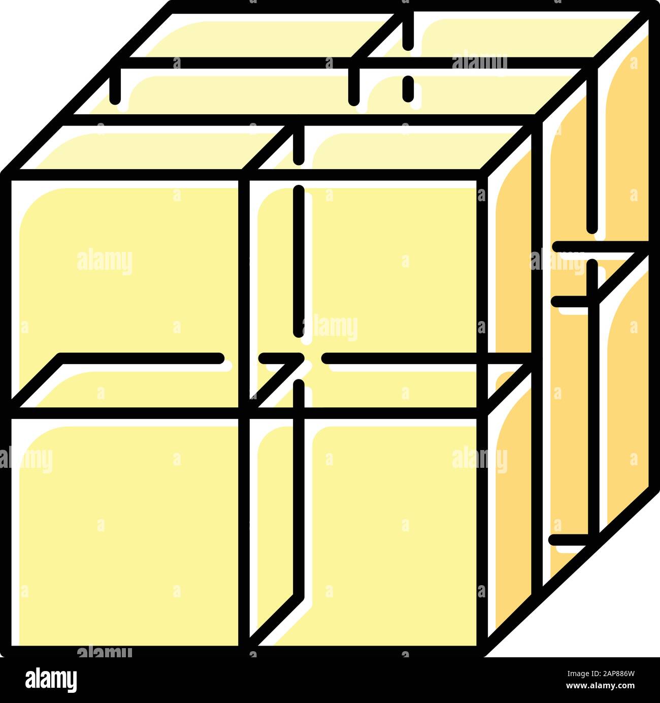 Icône de couleur de cube. Figure géométrique quadrientée. Forme abstraite  graphique. Blocs transparents et boîtes transparentes. Élément décoratif  polygonal. Isométrique complexe Image Vectorielle Stock - Alamy