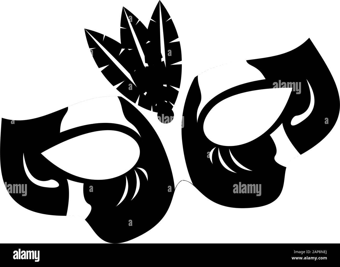 Silhouette du masque de théâtre Mardi gras Illustration de Vecteur