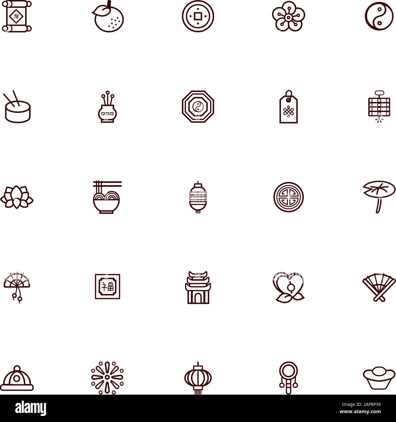 lot d'icônes de jeu de chinesse pour la nouvelle année Illustration de Vecteur