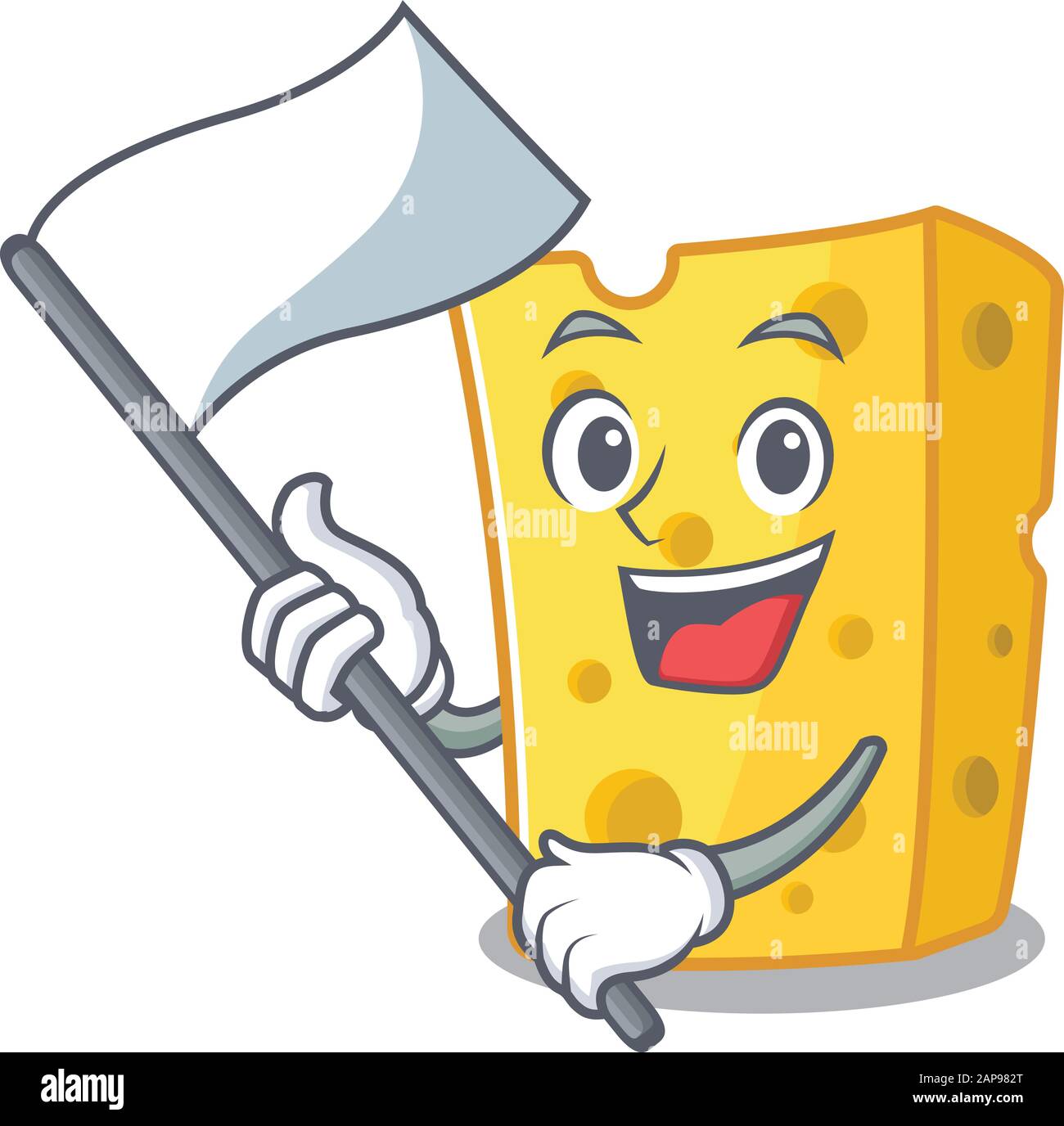 Drôle de fromage emmental style de personnage de dessin animé tenant un ...