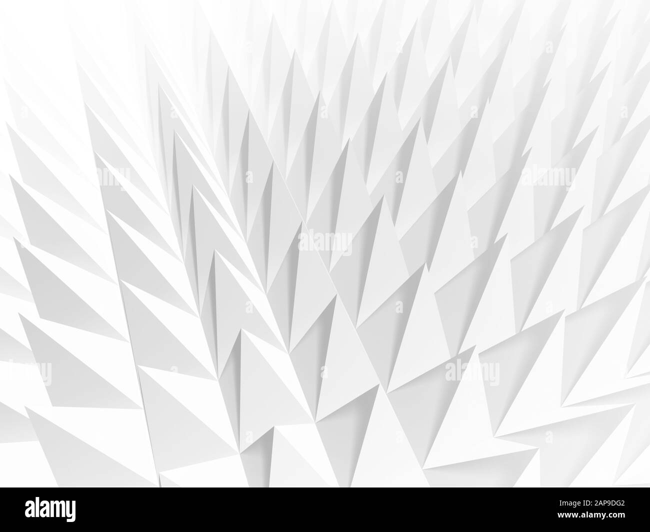 Fond blanc géométrique abstrait cg avec motif de relief de structure triangulaire vif. illustration du rendu 3d Banque D'Images