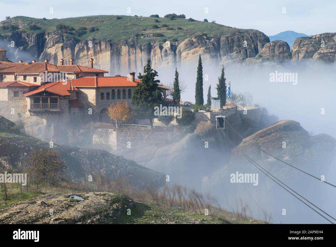 Meteora, Grèce - 19 décembre 2019: Le monastère d'Aghia Triada (Sainte Trinité), dans le complexe monastique de Meteora. Trikala, Grèce Banque D'Images