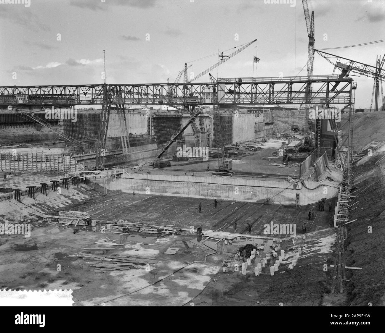Construction plus grand quai en Europe Date: 21 mars 1961 mots clés: Construction Banque D'Images