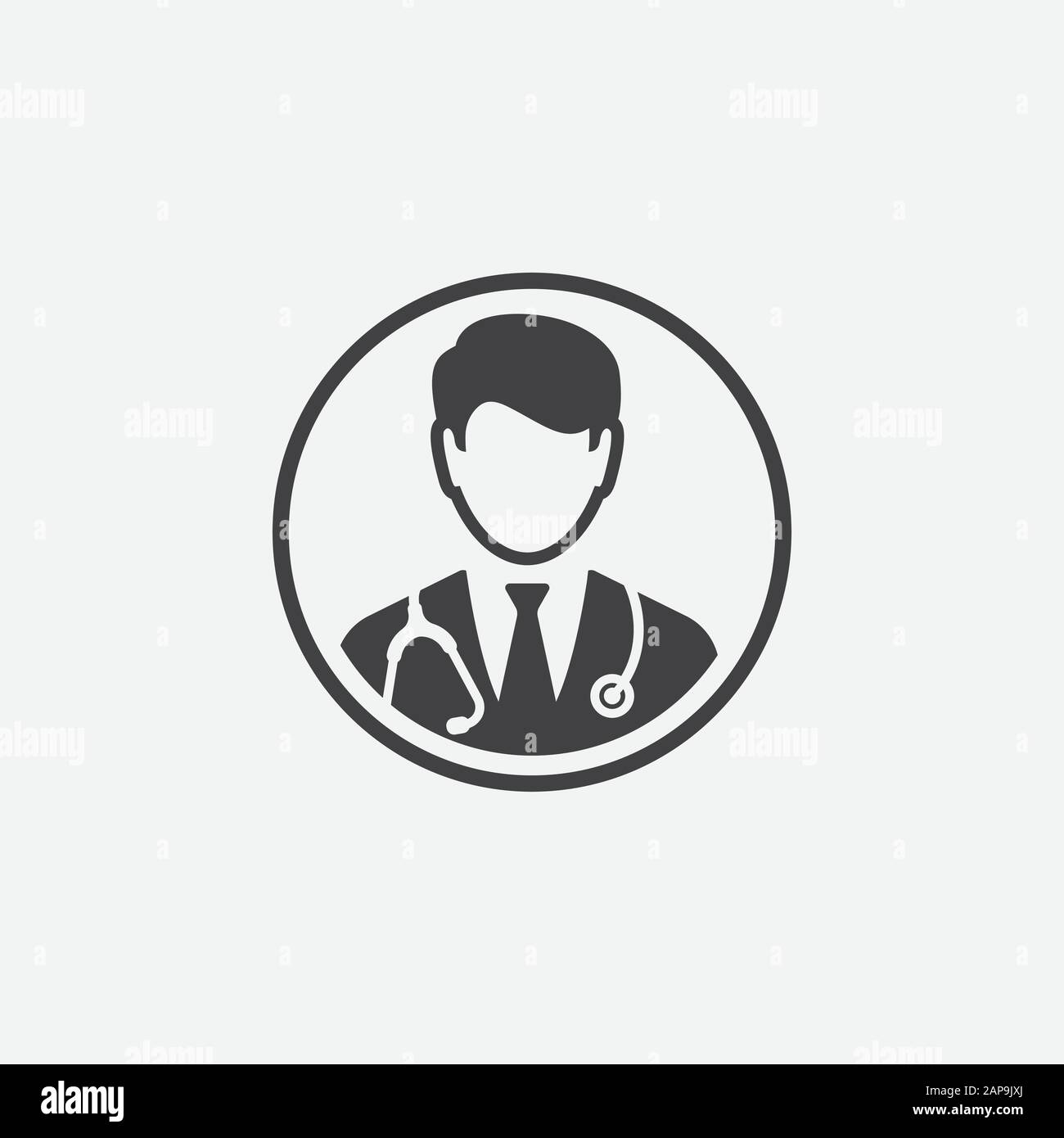 Médecin avec conception d'icône stéthoscope, médecin médecin icône vectorielle plate pour les applications et les sites Web, illustration du logo médecin Illustration de Vecteur