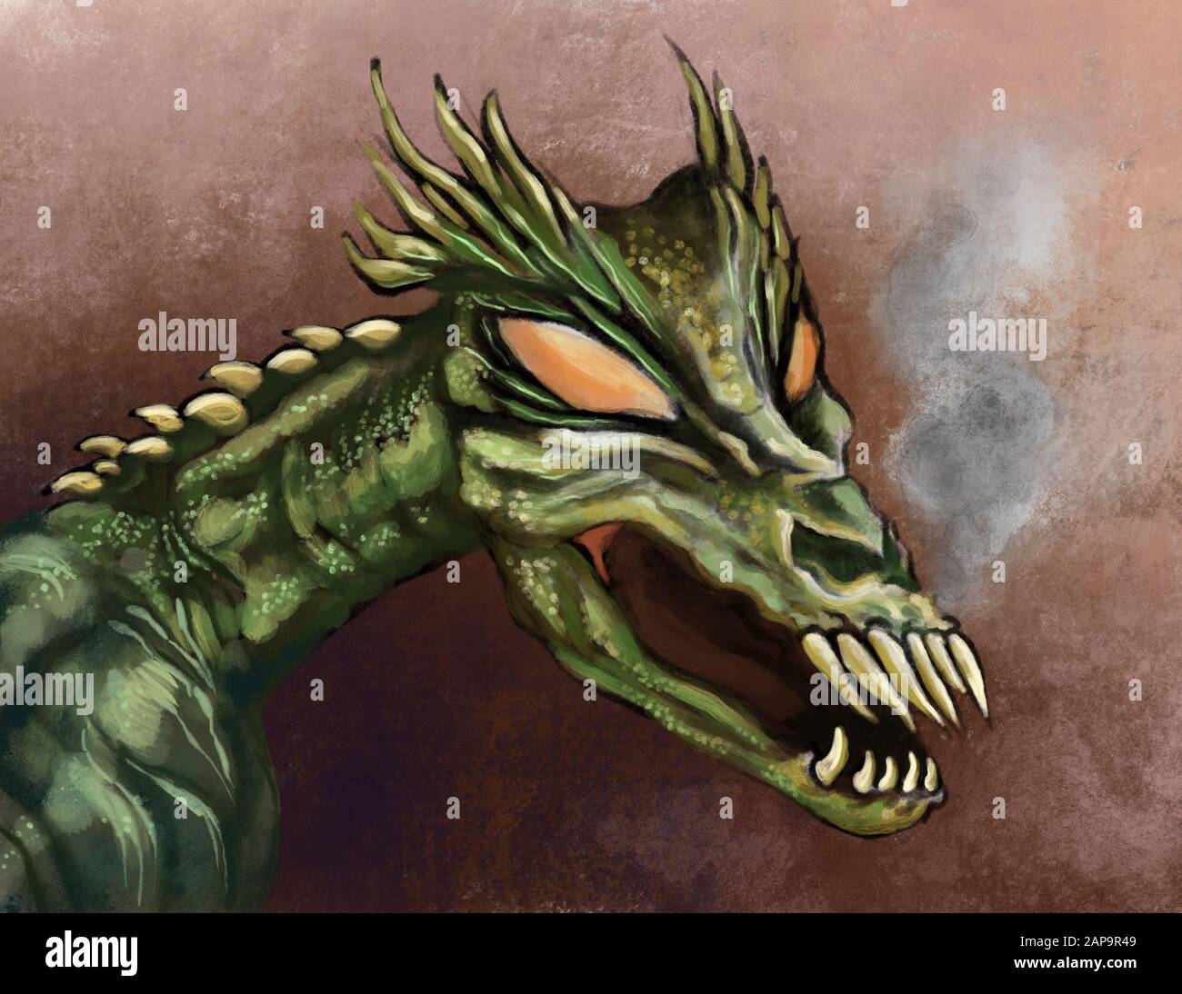 une grande illustration de dragon vert Banque D'Images