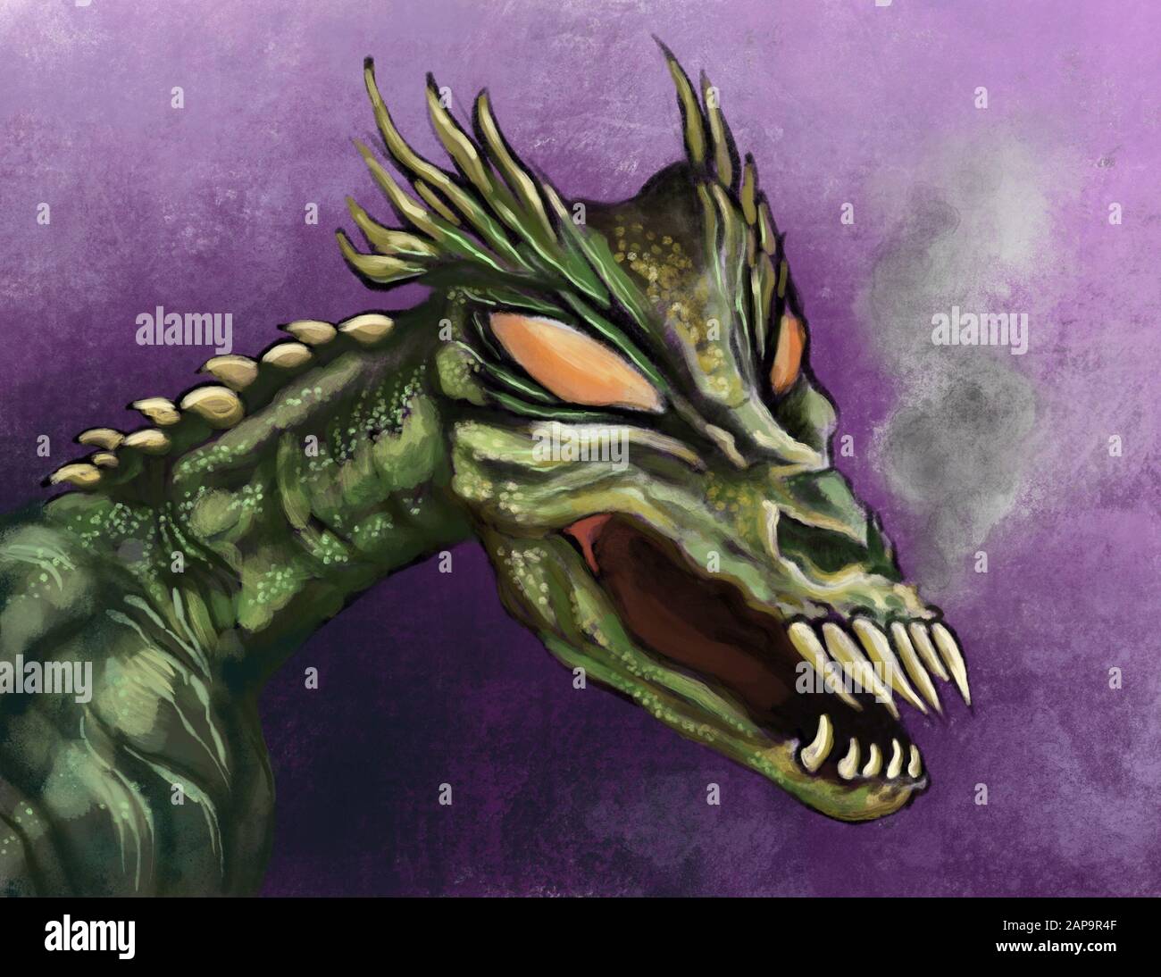 une grande illustration de dragon vert Banque D'Images