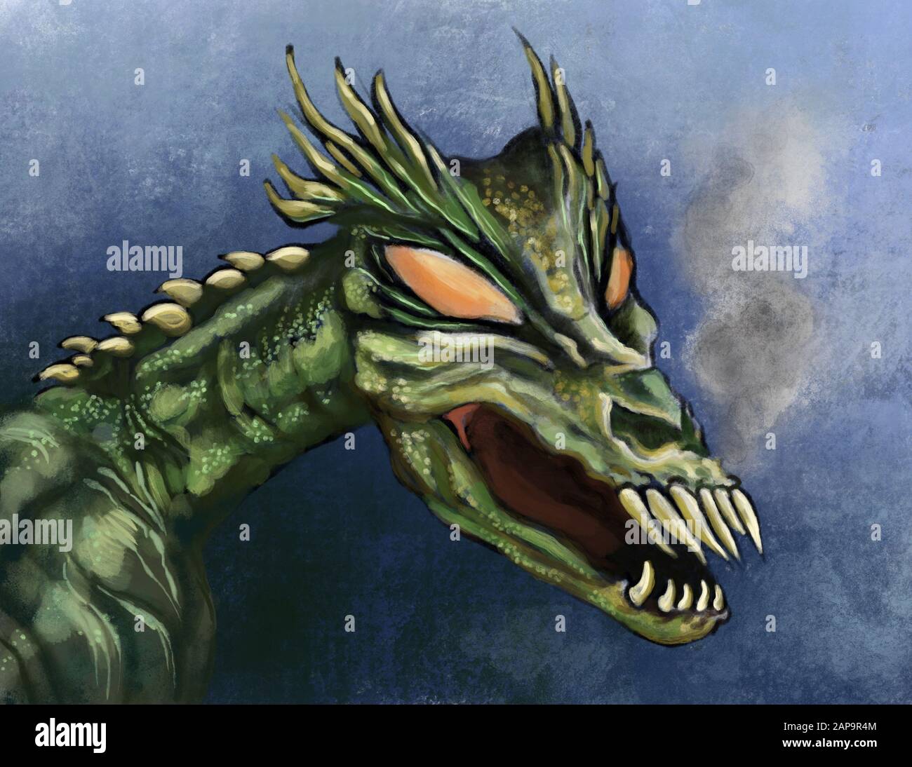 une grande illustration de dragon vert Banque D'Images