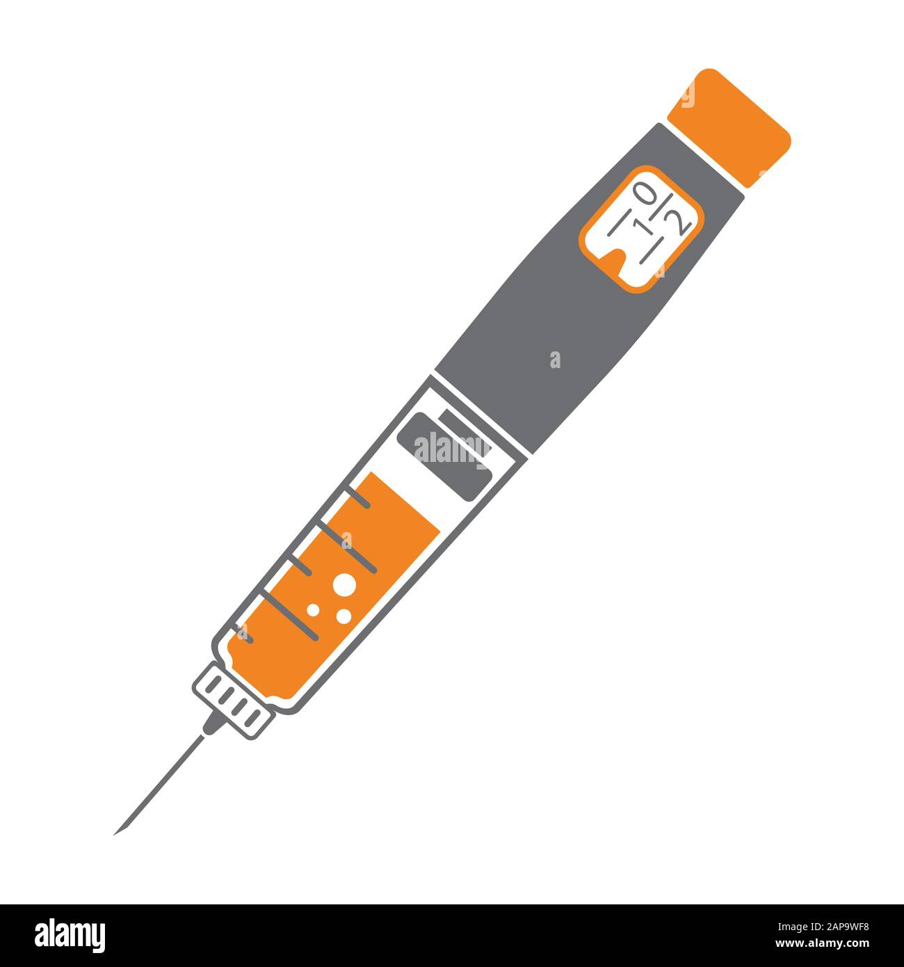 Diabète Insuline Pen Icône Seringue Illustration de Vecteur
