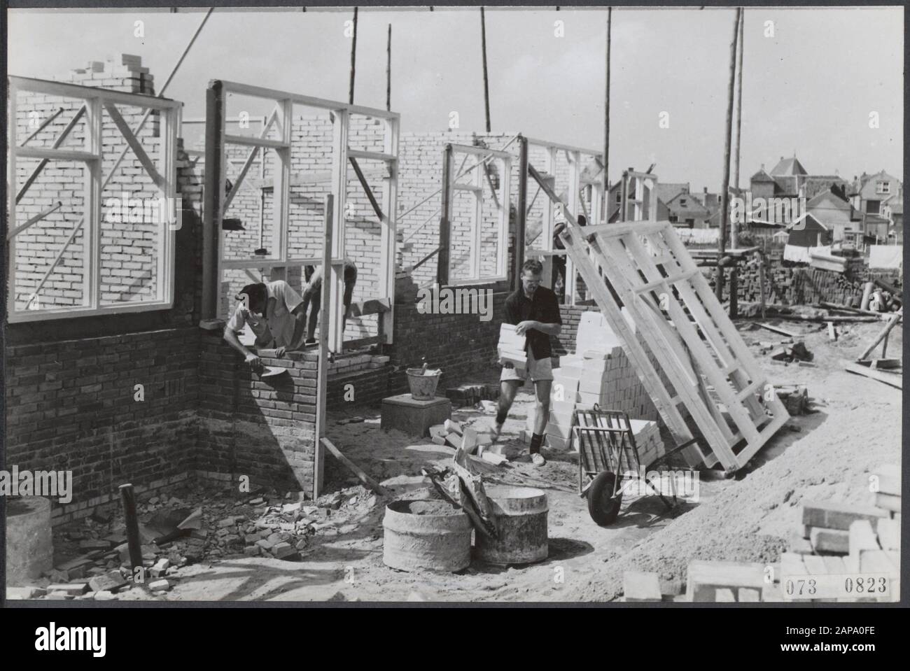 Construction, logement Date : 30 août 1955 lieu : Zeeland mots clés : construction, logement Banque D'Images