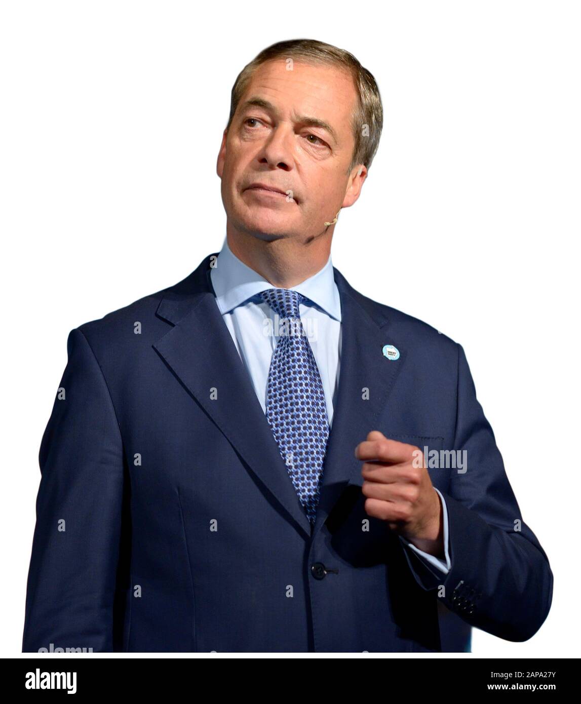 Nigel Farage, député européen, chef de parti, de parler à un Brexit Partie rassemblement à l'Event Center de Kent à Maidstone, Kent, UK. 26 septembre 2019. Banque D'Images