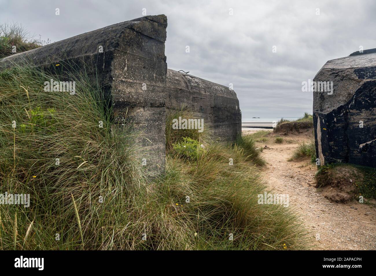 Deuxième Bunker Allemand De La Seconde Guerre Mondiale Sur Utah Beach, Normandie, France Banque D'Images