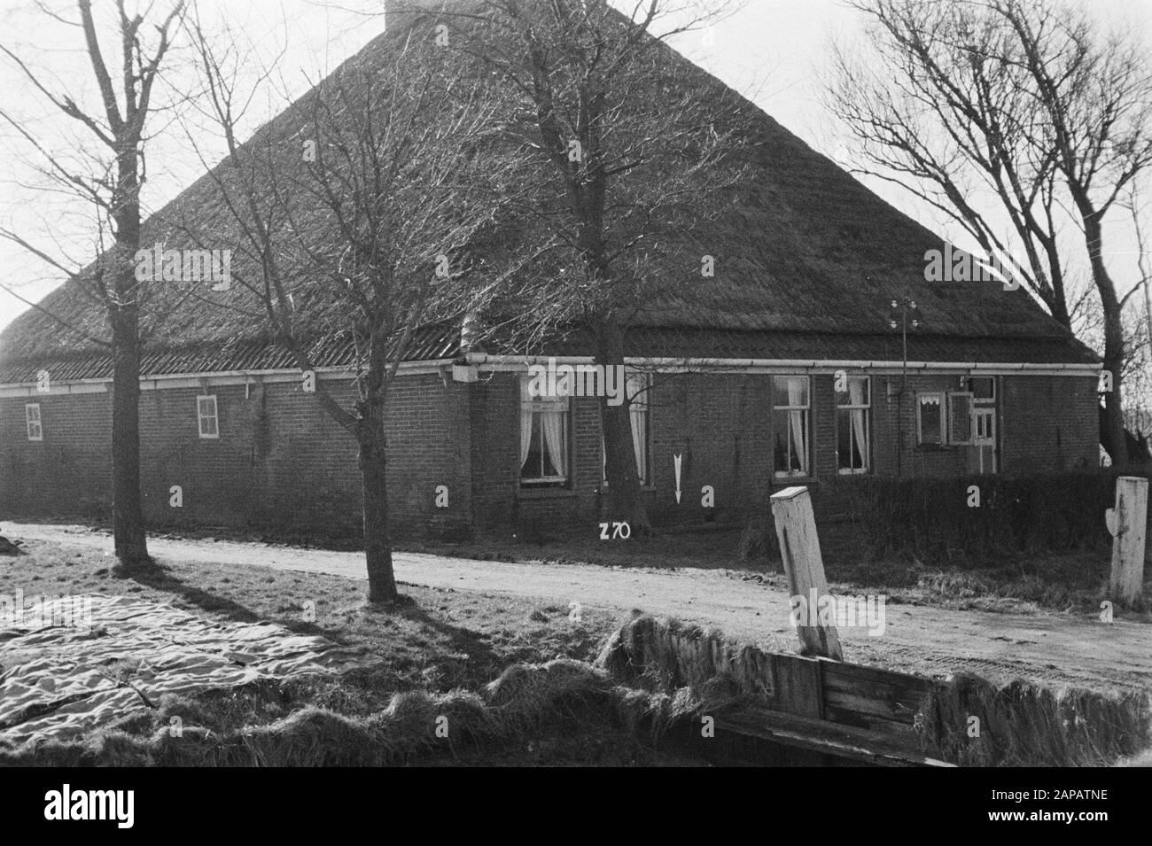 Points fixes Cultuurtechnische dienst Description: Ferme à Zijpe (échange de terres Zijpe- et Hazepolder Annotation: Z-70. Consolidation des terres, ajustements des eaux de terrain Banque D'Images