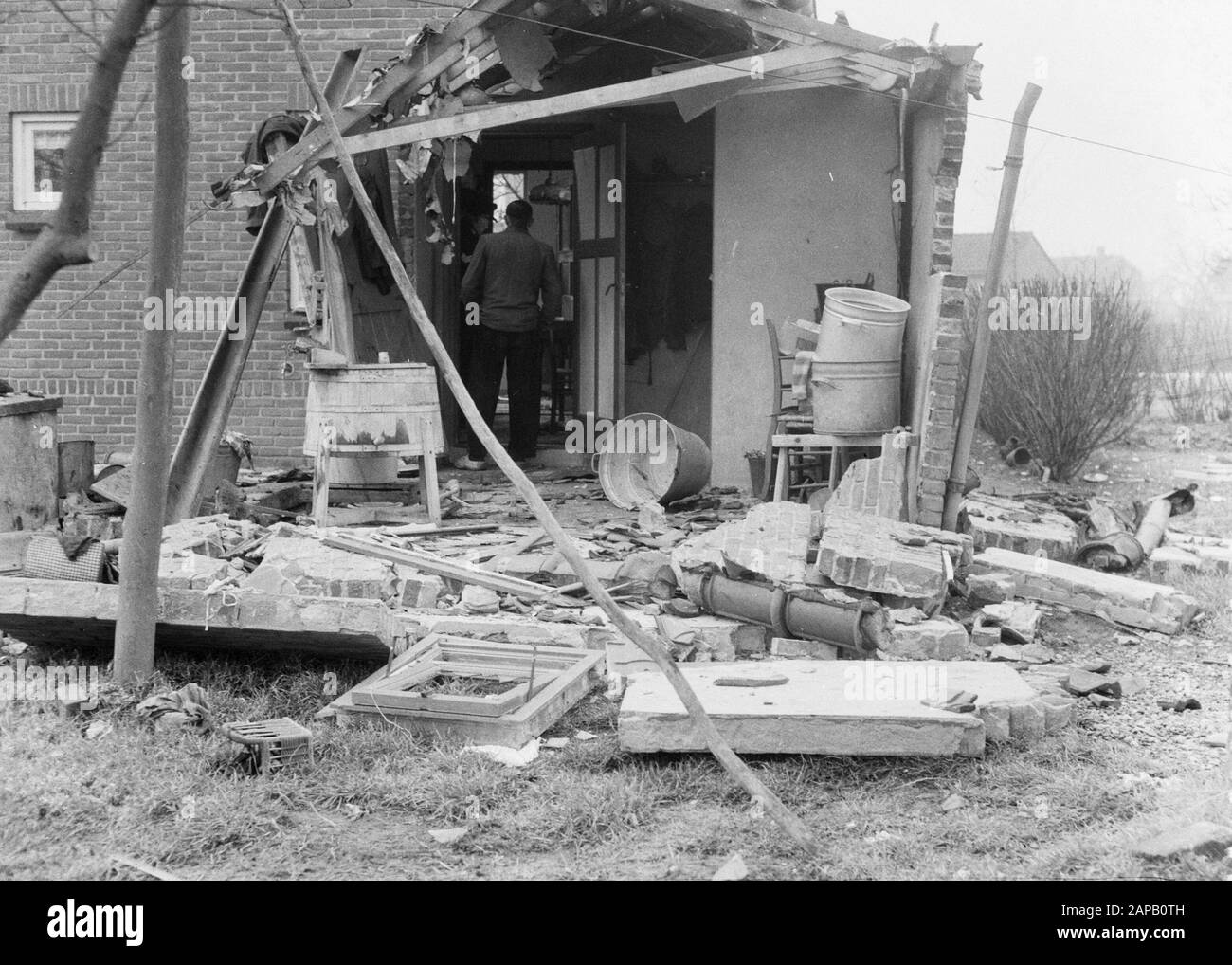 Explosion du gaz naturel à la famille Gruppen à Zuidwolde Date: 5 février 1960 lieu: Drenthe, Zuidwolde mots clés: Explosions du gaz naturel Nom personnel: Famille Gruppen Banque D'Images