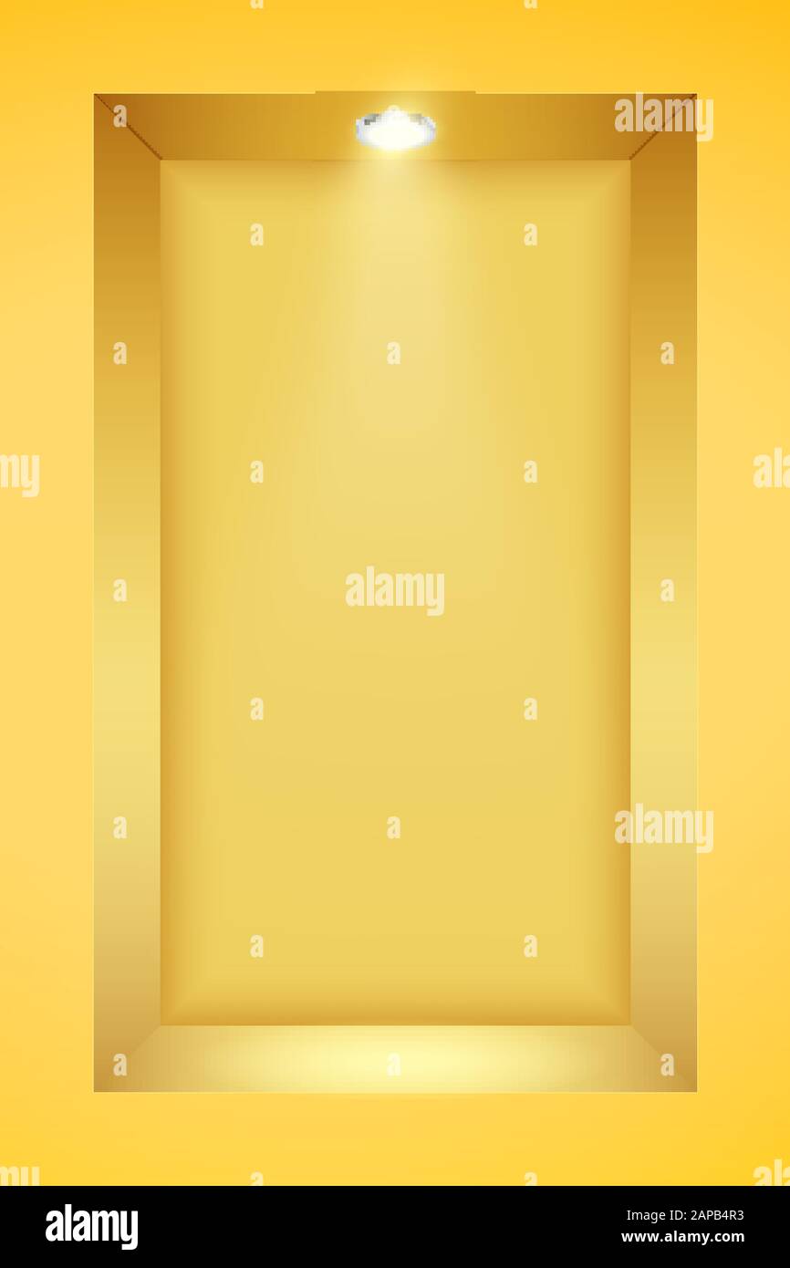 Niche de mur jaune avec projecteur Illustration de Vecteur