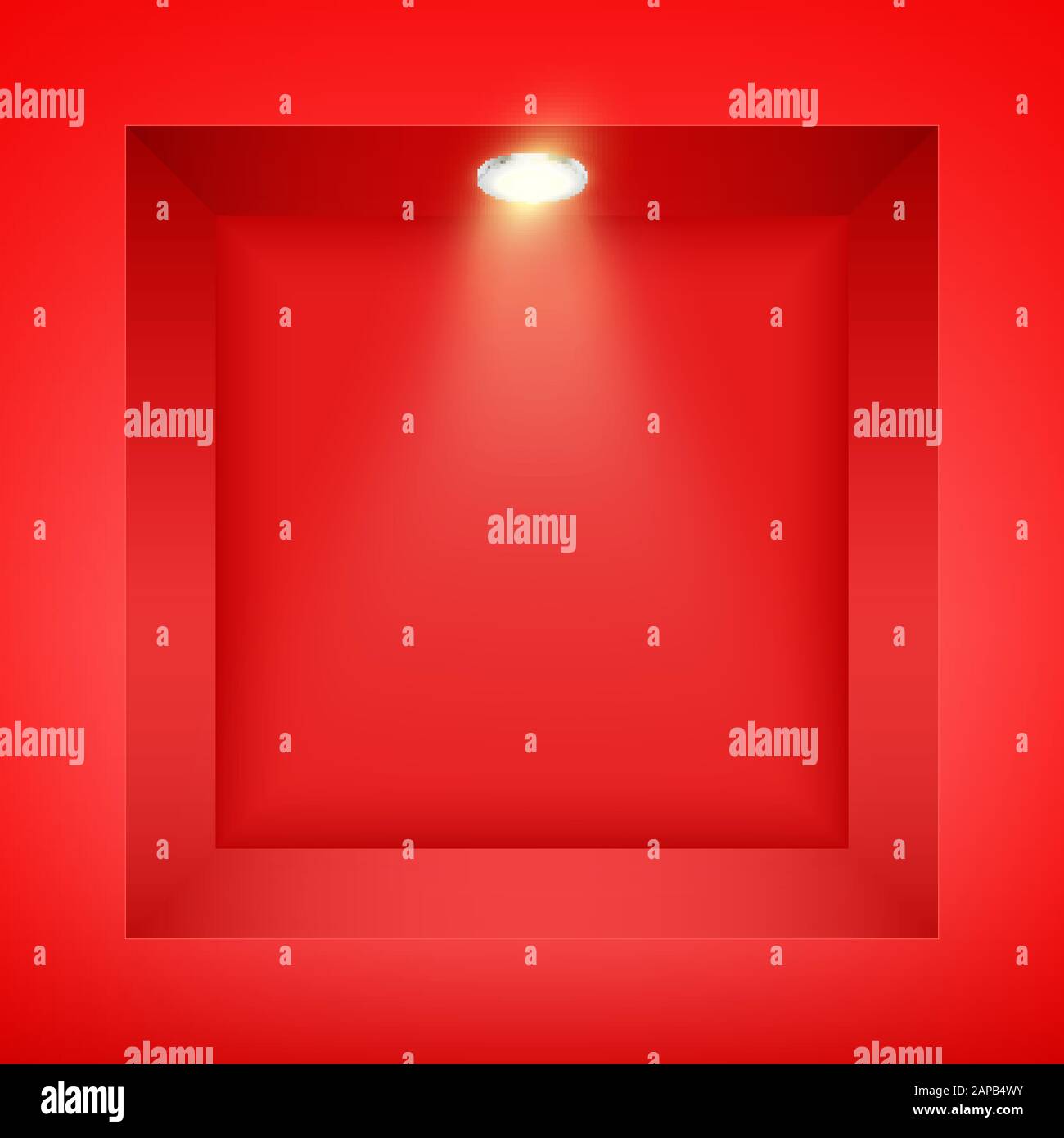 Niche de mur rouge avec projecteur Illustration de Vecteur