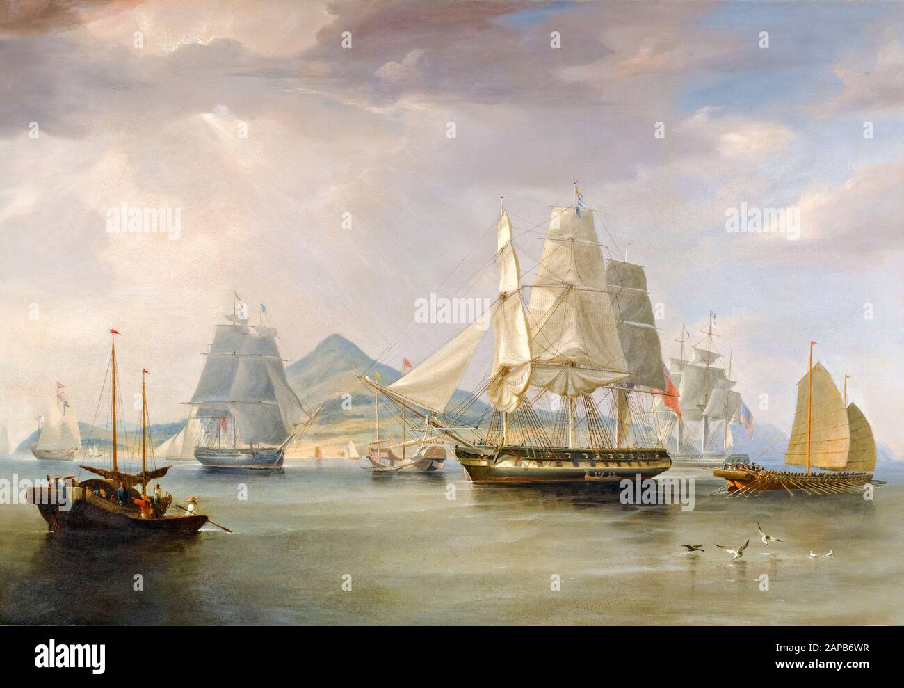 L'Opium est livré à Lintin, Chine, 1824, peinture de William John Huggins, après 1824 Banque D'Images