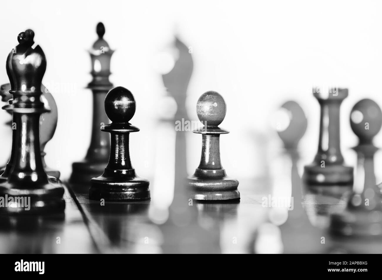 Position du jeu d'échecs. Noir et blanc Banque D'Images