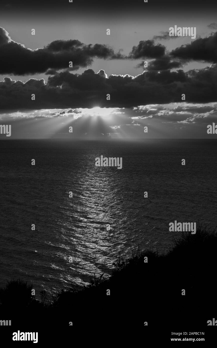 Vue sur la baie de Cardigan depuis Constitution Hill au coucher du soleil Banque D'Images