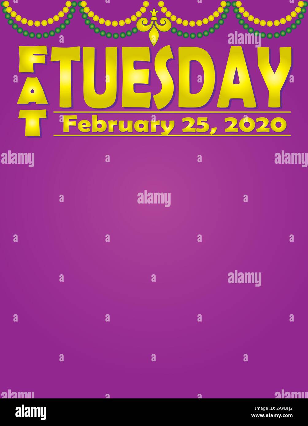 Modèle Fat Mardi 2020 Banque D'Images