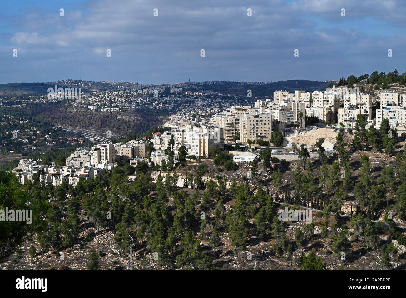 Vue panoramique sur le quartier de Har Nof Banque D'Images