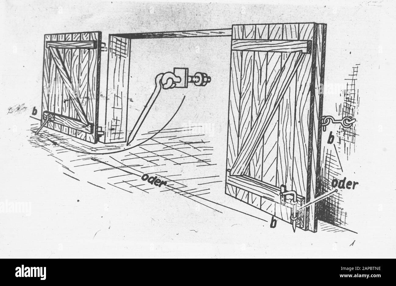 5 x 5 Dessin sur la sécurisation des portes Date: Non daté mots clés: Portes, dessins Banque D'Images