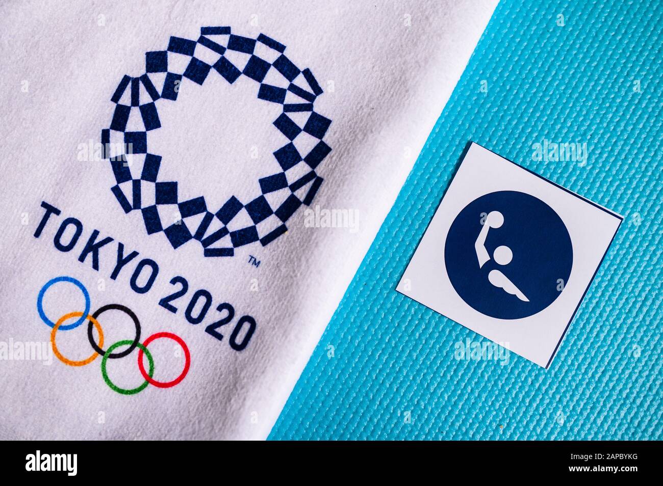 TOKYO, JAPON, JANVIER. 20. 2020: Pictogramme de handball pour le jeu olympique d'été Tokyo 2020 Banque D'Images