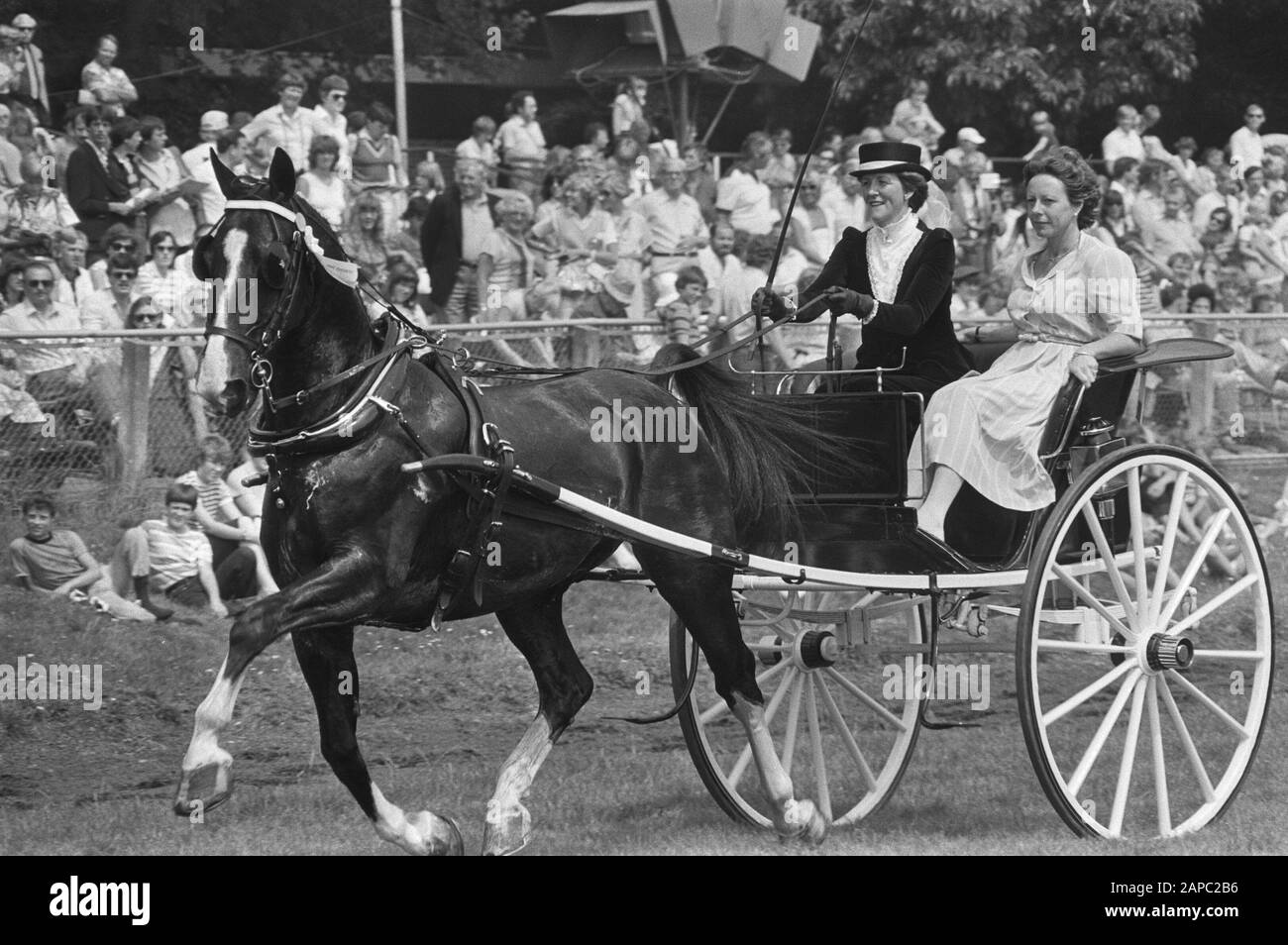 15ème jour du cheval, un événement annuel à Duindigt; Secrétaire d'Etat Smit Kroes (V&W) sur la chèvre au gagnant Date: 29 juillet 1981 mots clés: Chevaux Banque D'Images