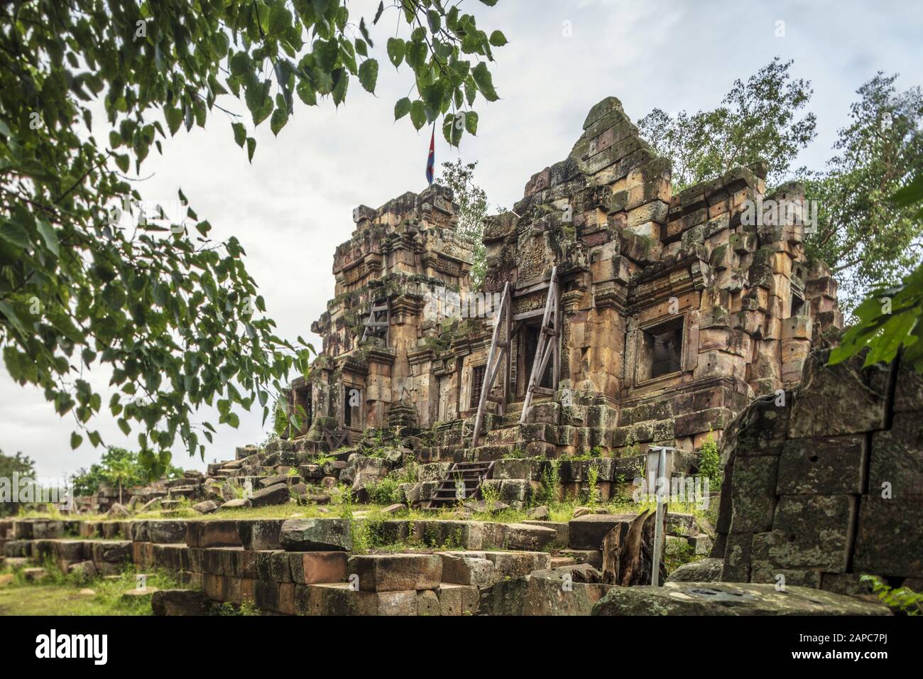 Asie, Asie Du Sud-Est, Cambodge, Battambang. Le temple khmer de l'époque d'Angkor à Ek Phnom Banque D'Images