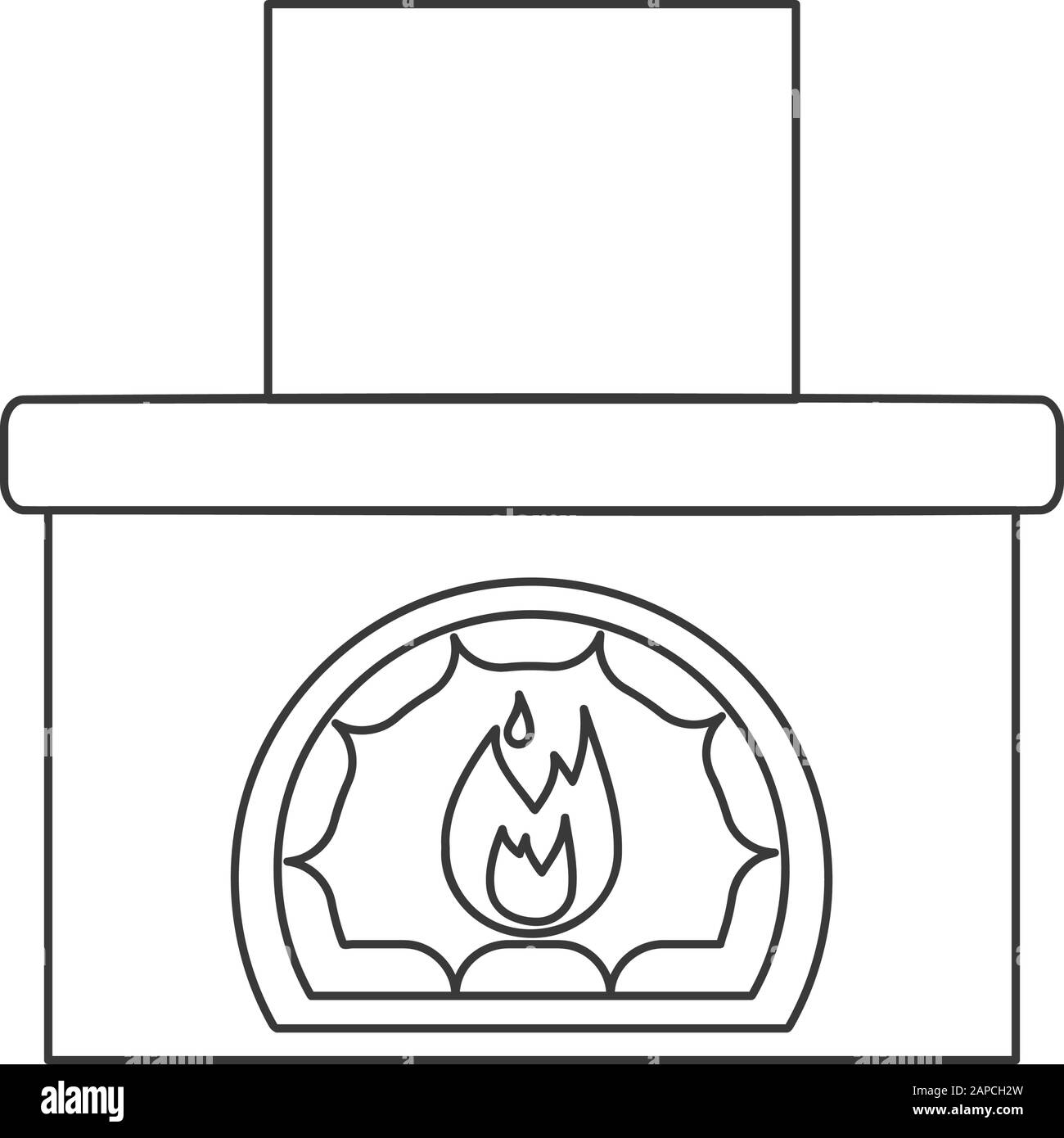 Icône de cheminée avec cheminée dans le dessin de ligne de vecteur Illustration de Vecteur