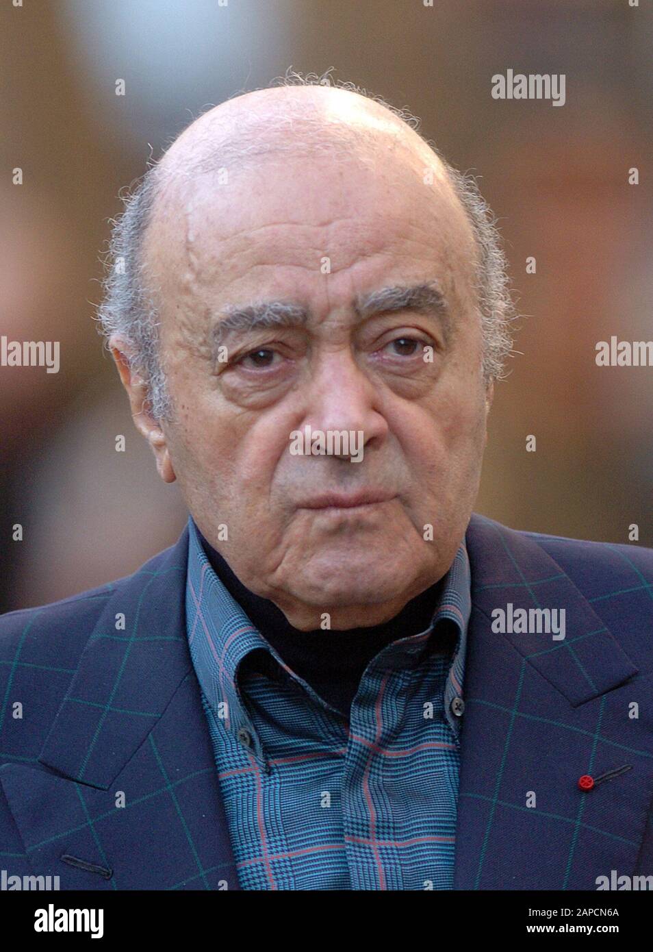 Mohamed Al-Fayed en 2008 comparait à la Haute Cour de Londres pour l'enquête sur la mort de son fils Dodi Fayed et de sa princesse Diana. Banque D'Images