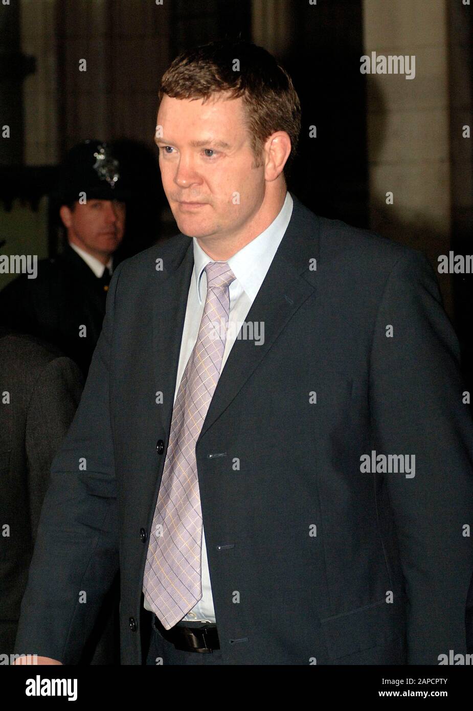 Ancien garde du corps personnel Trevor Rees-Jones arrivant à fournir des preuves à l'enquête sur la mort de la princesse Diana et Dodi Sayed à la Haute cour de Londres en janvier 2008. Banque D'Images