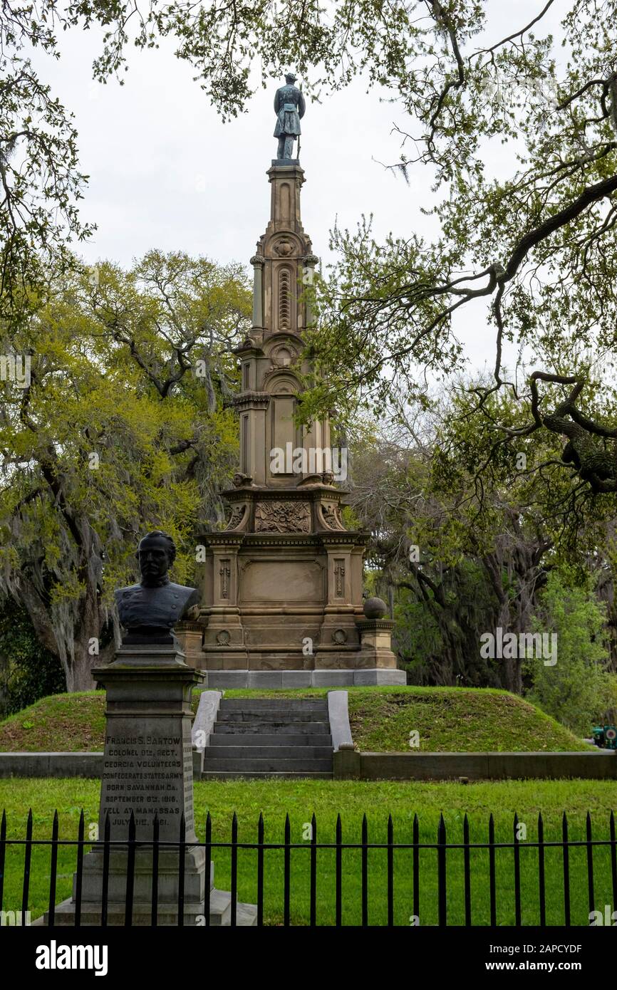 Monument Confederate. Savannah, Géorgie. Banque D'Images
