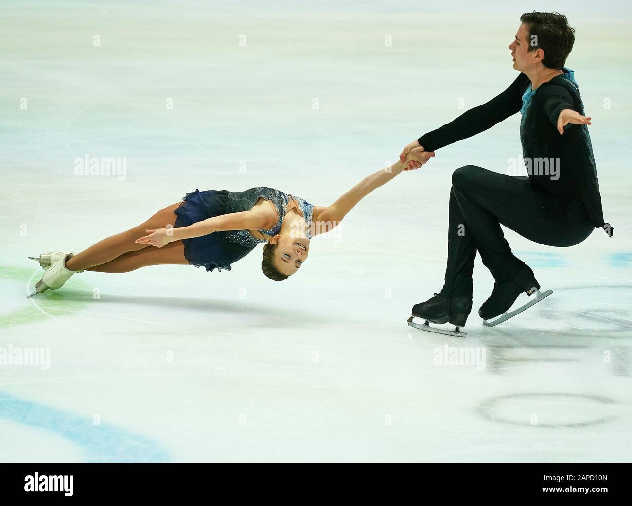 23 janvier 2020: Daria Pavliuchenko et Denis Khodykin de Russie pendant le court programme de couples aux Championnats européens de patinage artistique de l'UIP à Steiermarkhalle, Graz, Autriche Banque D'Images