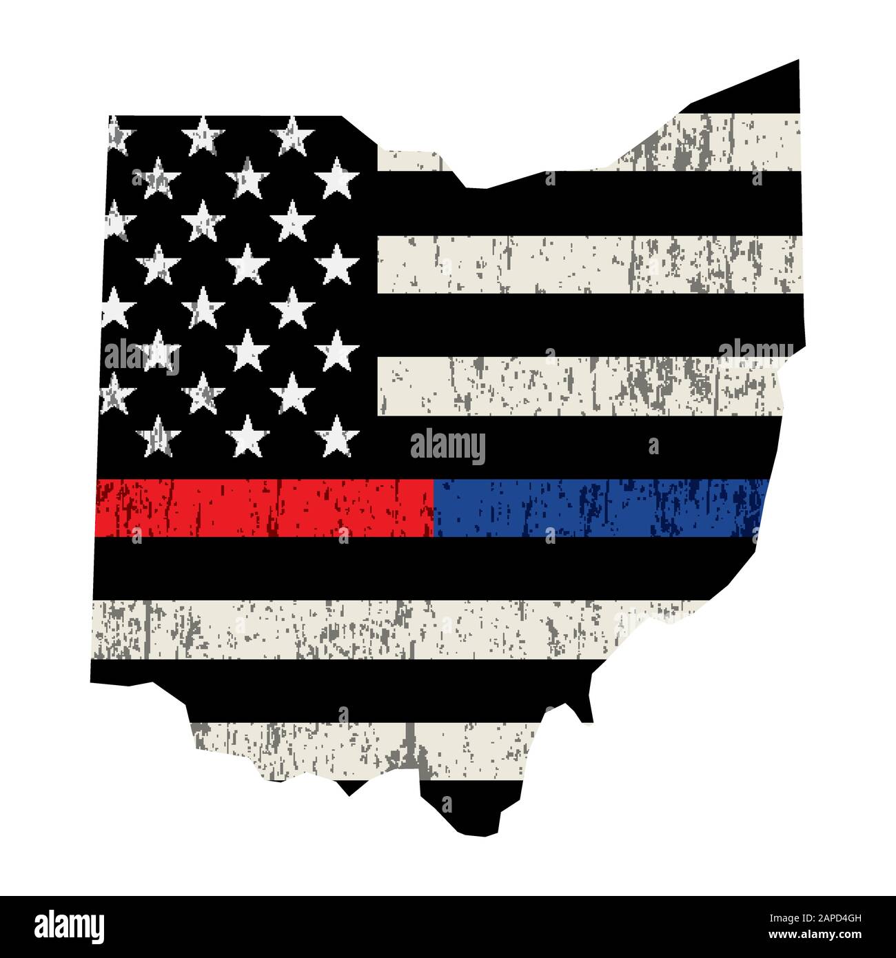 Drapeau américain sous la forme de l'illustration de la police de l'État de l'Ohio et du soutien aux pompiers. Vector EPS 10 disponible. Illustration de Vecteur
