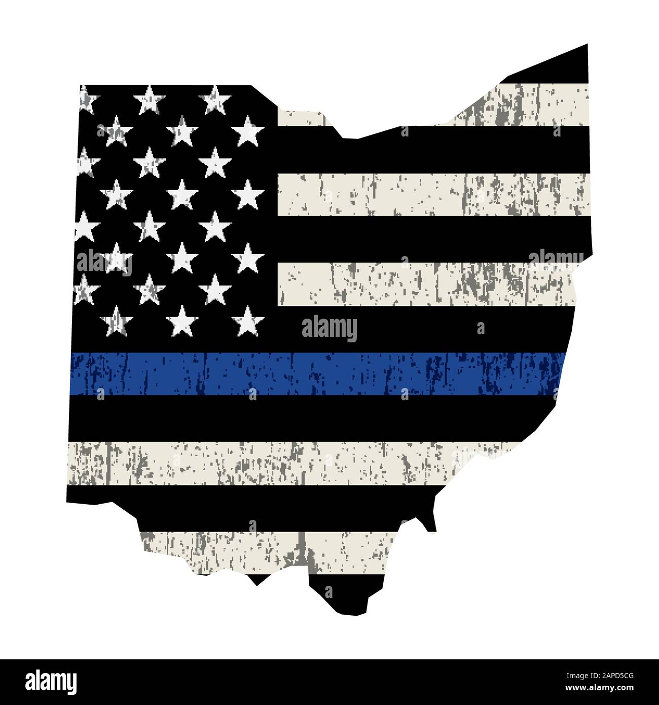Un drapeau de soutien de la police sous la forme de l'illustration de l'état de l'Ohio. Vector EPS 10 disponible. Illustration de Vecteur
