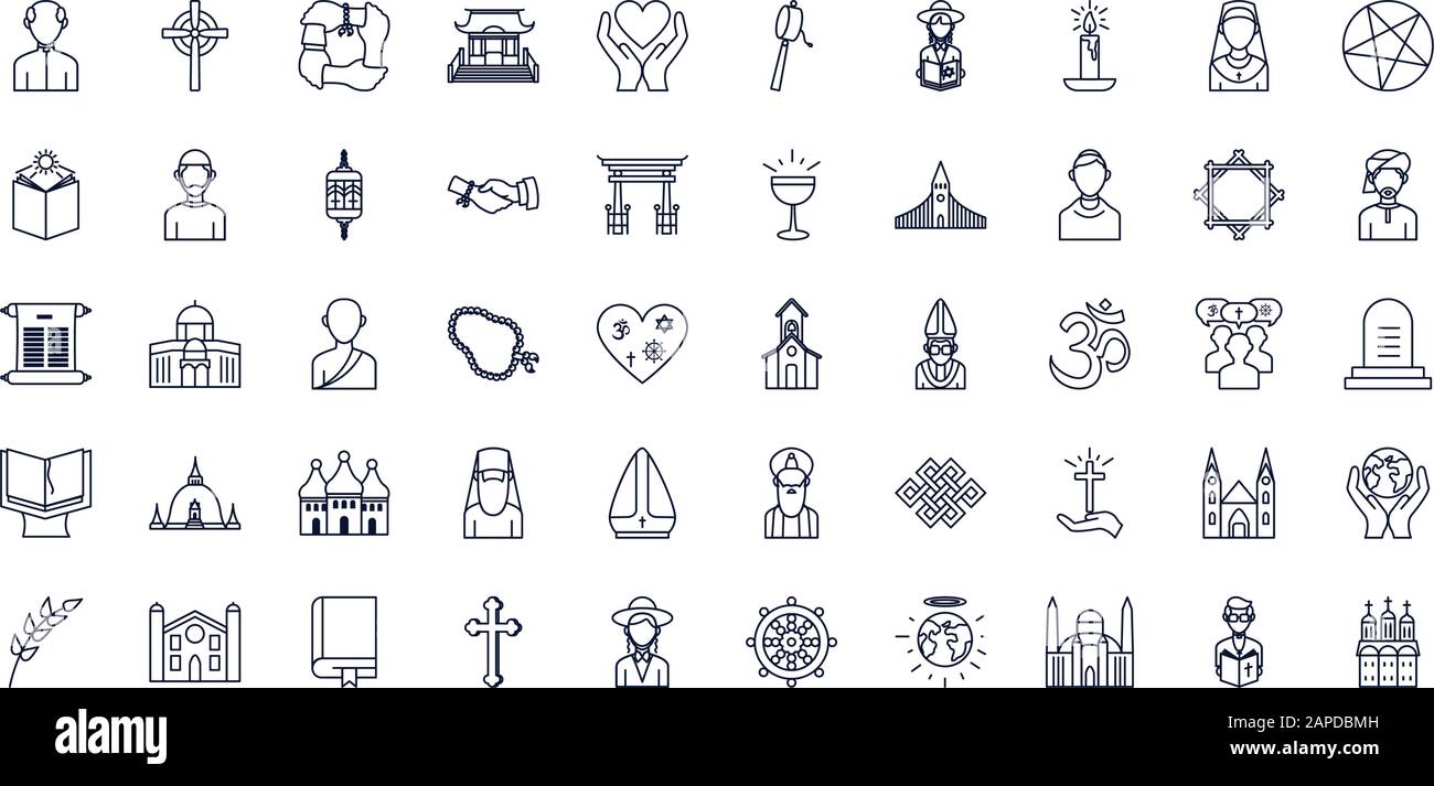 Ensemble d'icônes de symbole mondial religieux design vectoriel Illustration de Vecteur