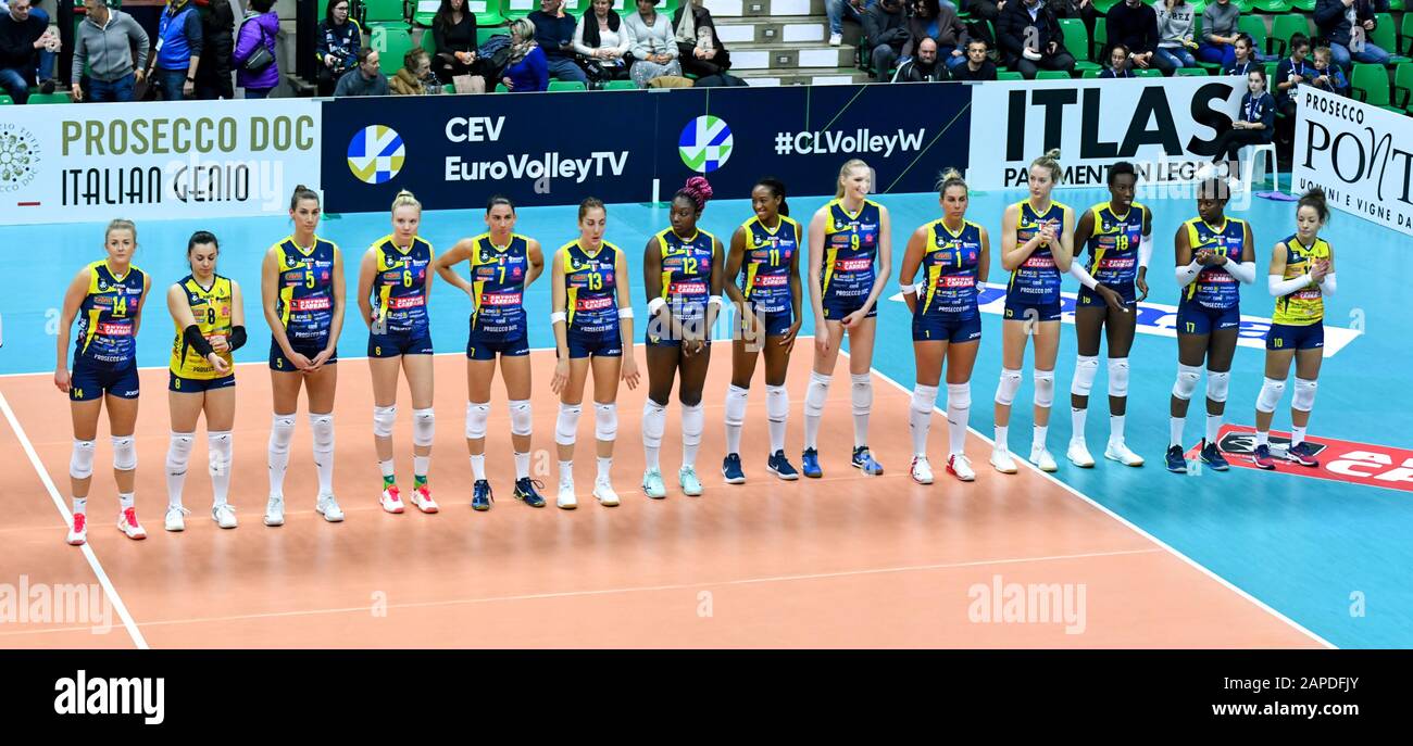 Équipes de presentazione : imoco volley conegliano pendant Imoco Volley Conegliano vs C.S.M. Volei Alba Blaj, Trévise, Italie, 22 Janvier 2020, Volley-Ball Volley Banque D'Images