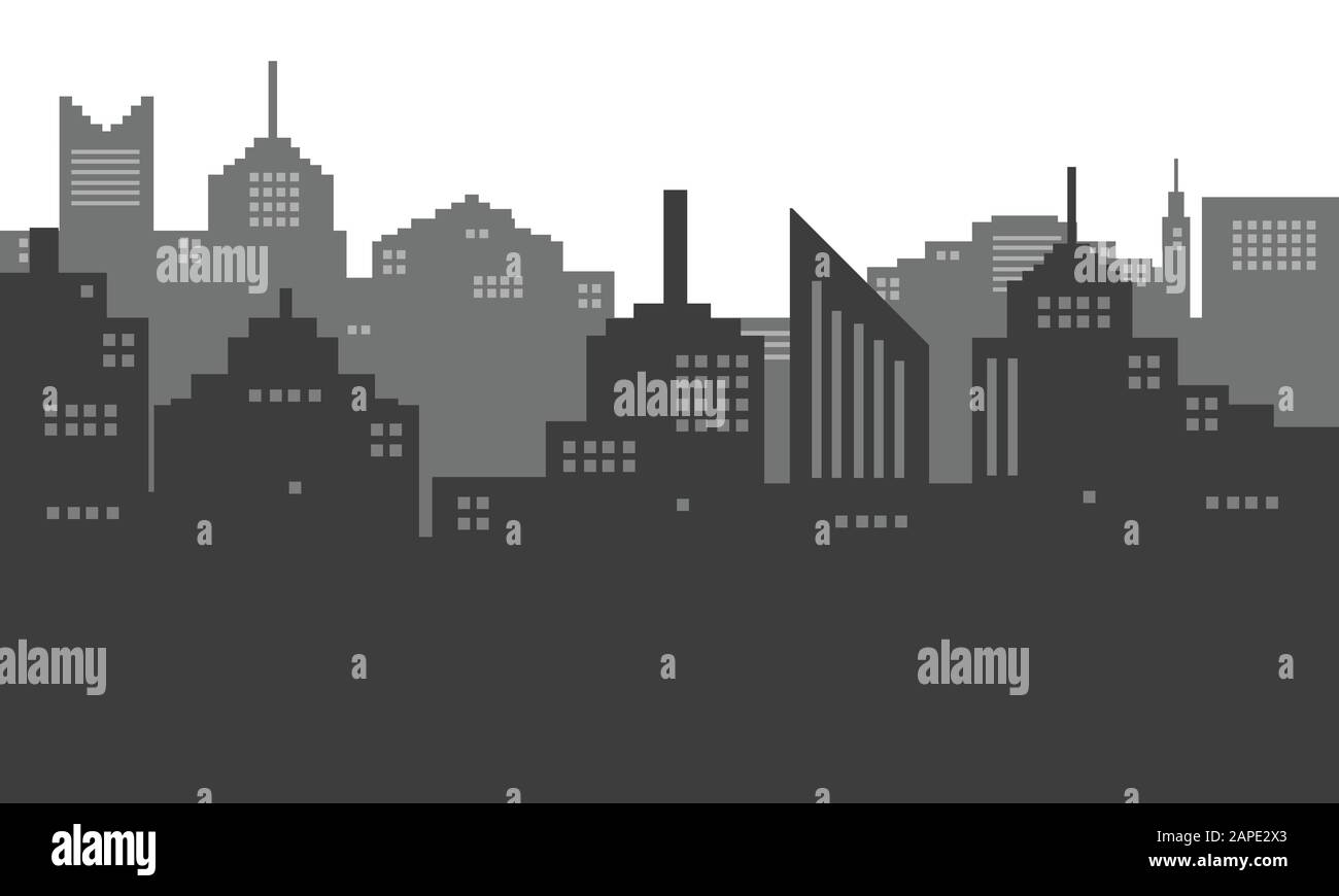 Illustration de la ville noire et blanche avec ombre Illustration de Vecteur