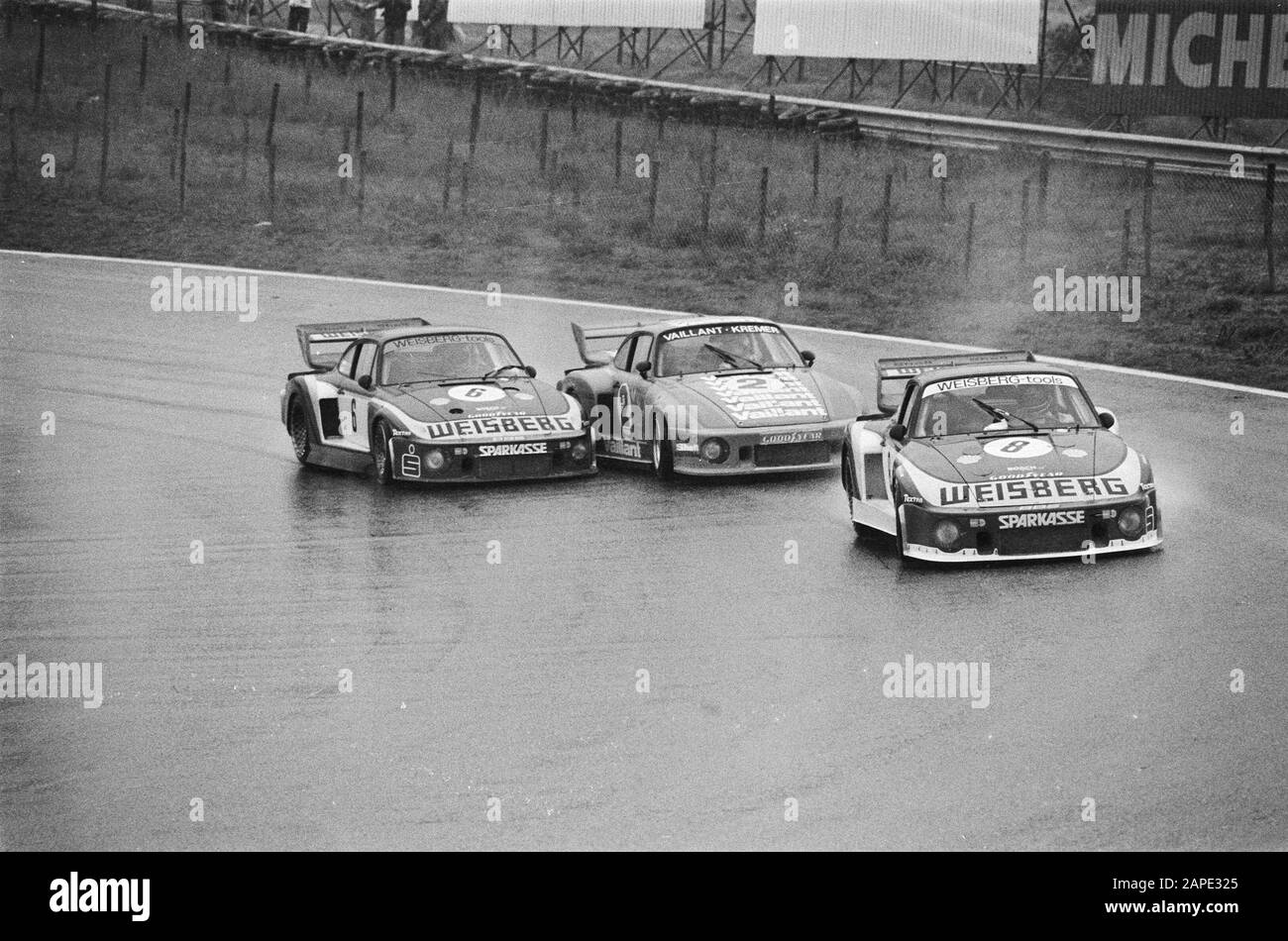 Courses automobiles à Zandvoort pour le championnat allemand; classe supérieure à 2000 cc v.l.n.n. Toine Hezemans (2ème), Bob Wodek Et John Fitz Patrick All Dans Porsche Turbo/Date: 2 Juillet 1978 Lieu: North Holland, Zandvoort Mots Clés: Automaces Banque D'Images