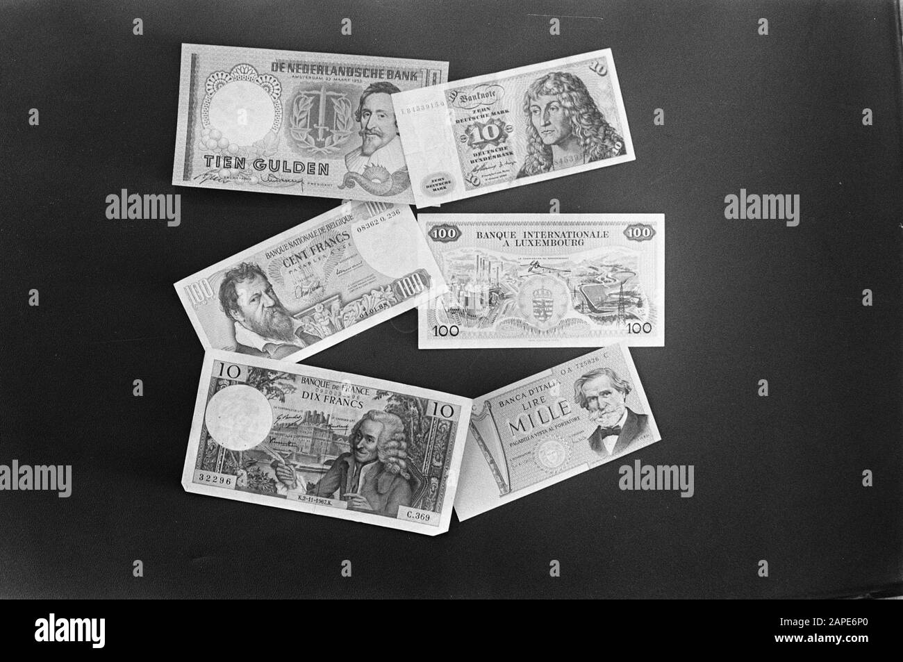 Billets de banque des pays de la CEE Date: 3 avril 1970 mots clés: Billets de banque Banque D'Images
