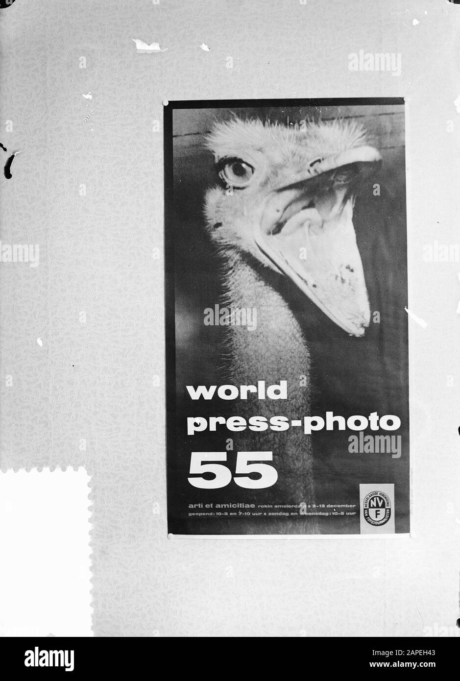 Affiche exposition internationale de photos de presse Amsterdam (World Press photo 1955) Date : 24 novembre 1955 lieu : Amsterdam, Noord-Holland mots clés : affiches, photographie, expositions Banque D'Images