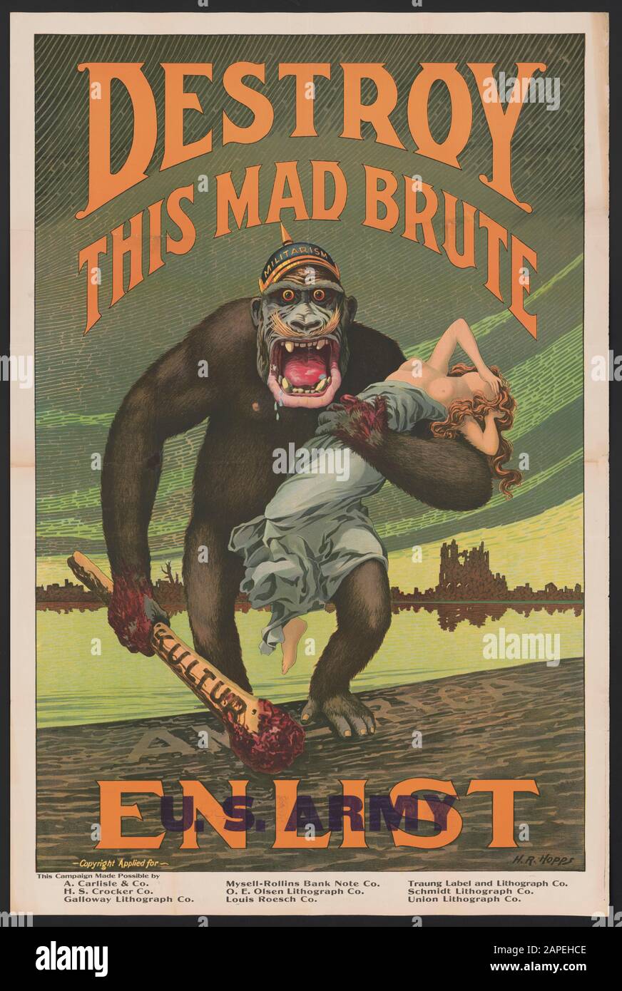 ÉTATS-UNIS Poster de l'armée 'Destroy this Mad brute Enlist', 1918 Banque D'Images