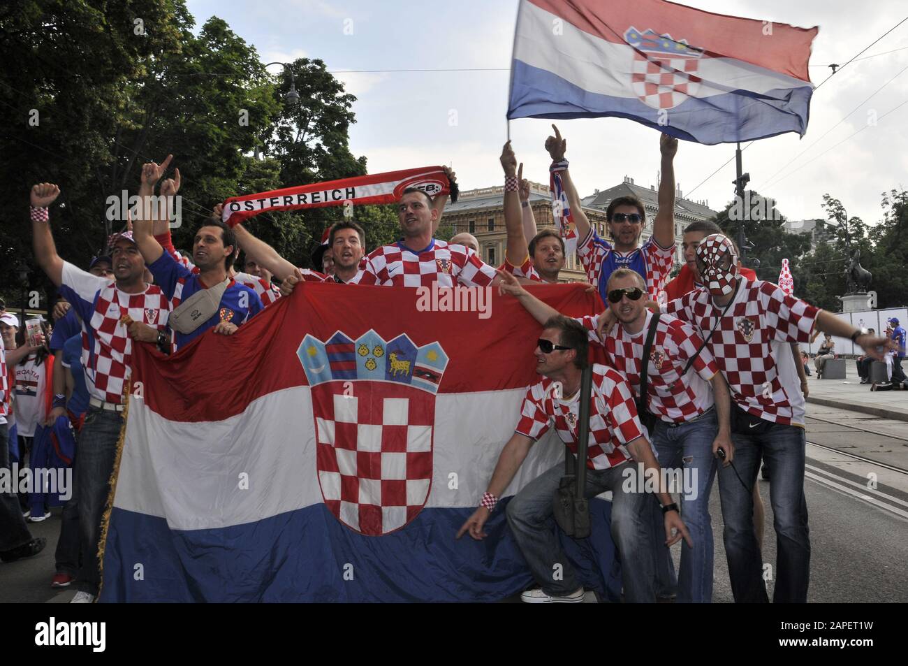 Kroatische Fußballfans, Euro 2008 Vienne - Euro 2008, Vienne Banque D'Images